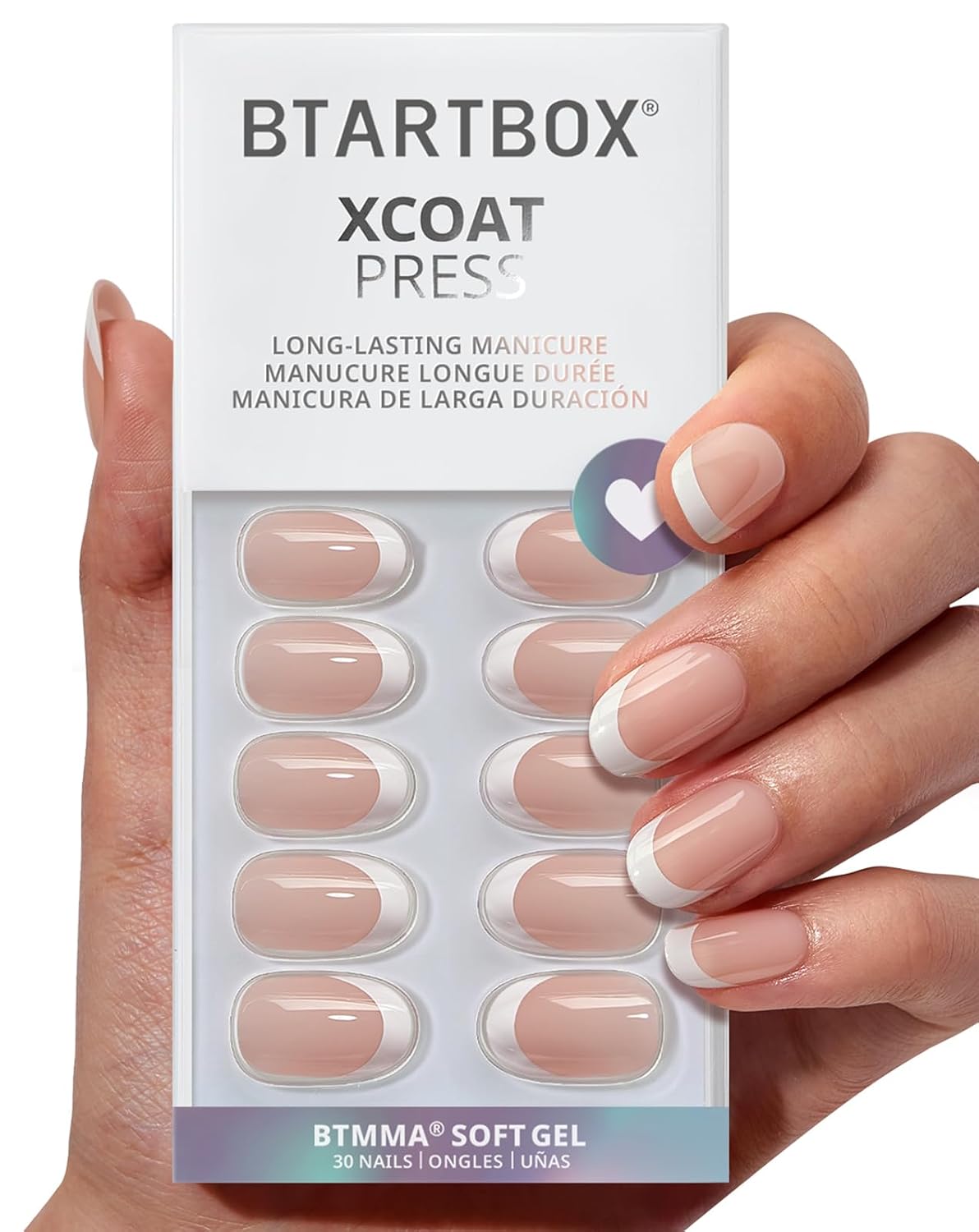 BTArtbox Press On Nails, Vanilla Cream, Short Square, Ombre Peach, 32Ct