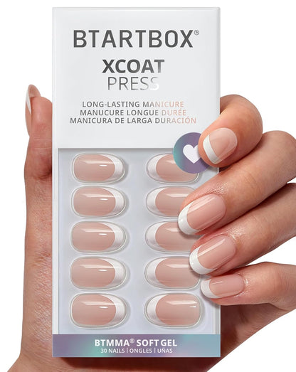 BTArtbox Press On Nails, Vanilla Cream, Short Square, Ombre Peach, 32Ct