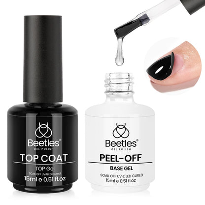 Beetles 2 Pcs 15ml No Wipe Gel Top Coat and Base Coat Set