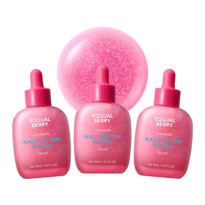 EQQUALBERRY NAD+ Peptide Boosting Serum | 14 Peptide Serum for Face, Neck & Body | Vegan Collagen & Pink Serum for Anti-Aging, Firming & Lifting | Korean Skincare (1.01 oz / 30ml)