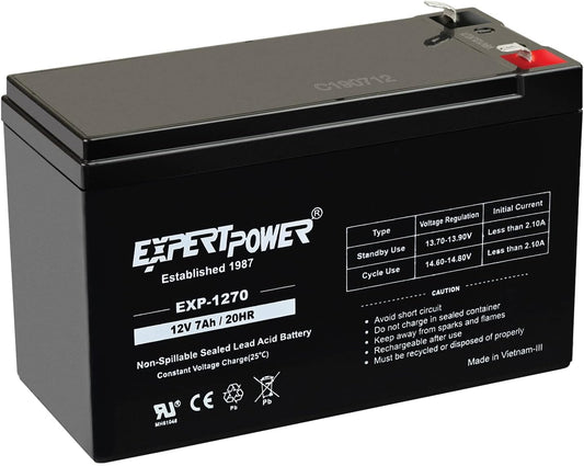 ExpertPower EXP1270, 12V 7Ah Battery SLA Rechargeable with F1 Terminals