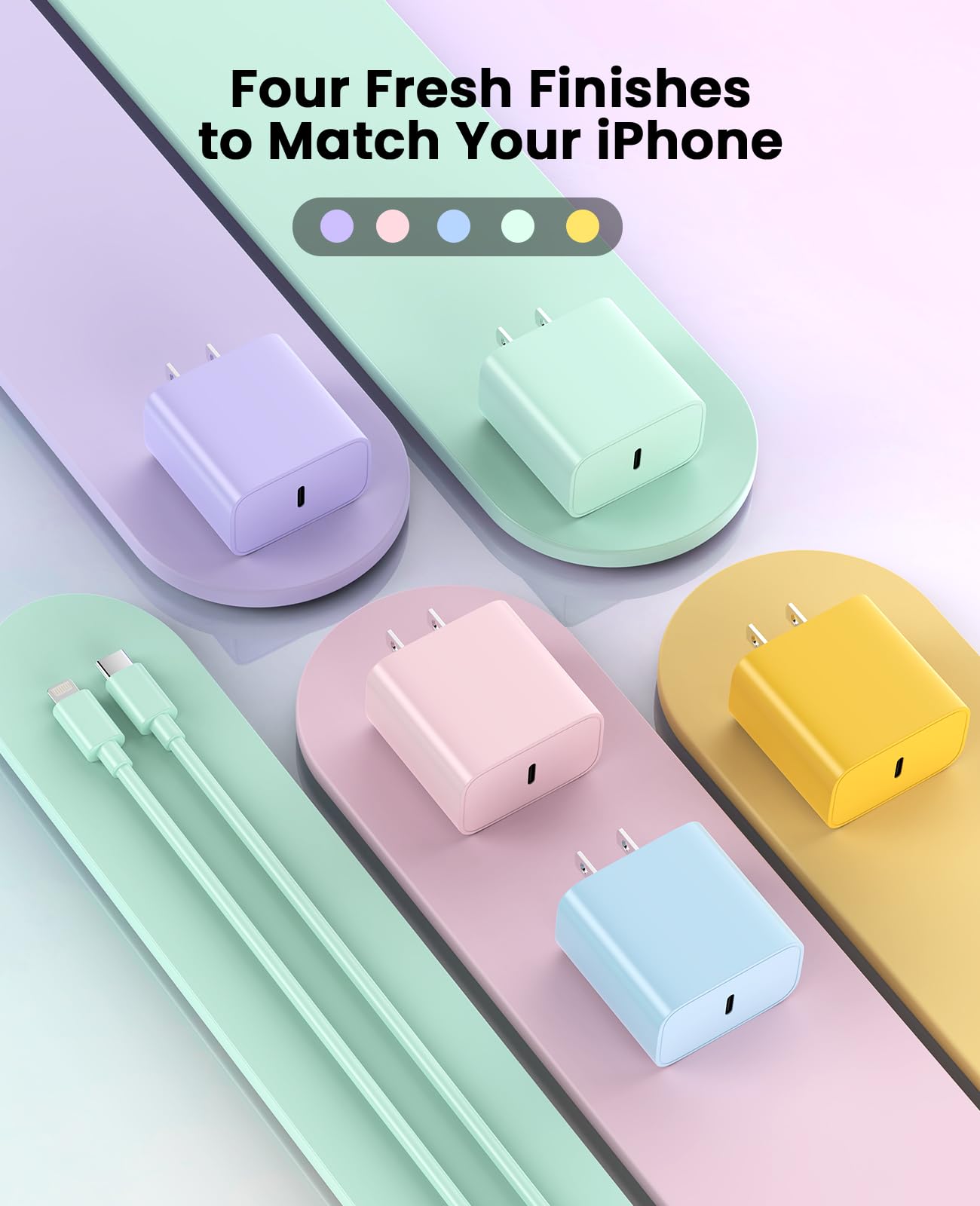 iPhone Charger Fast Charging, USB C Charger Block, 6FT/10FT Lightning Cable