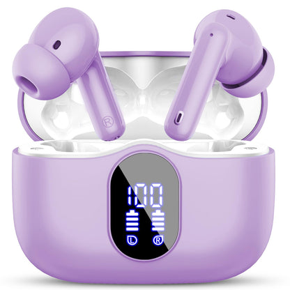 Wireless Earbuds, Bluetooth 5.4 Headphones Bass Stereo/Clear Calls, Black