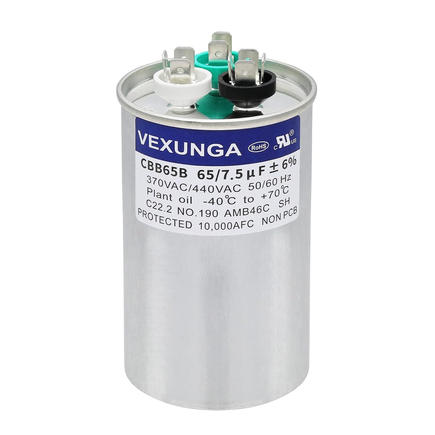 VEXUNGA 5uF 370/440VAC 50/60Hz CBB65 CBB65A Oval Run Start Capacitor 5 MFD 370V/440V Air Conditioner Capacitors for AC Unit Fan Motor Start or Pool Pump or Air Condenser Straight Cool