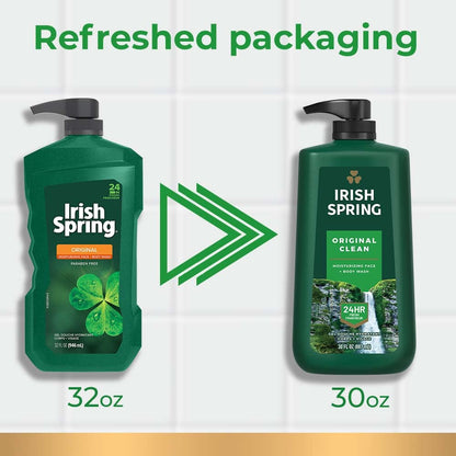 Irish Spring Mens Body Wash, Moisture Blast Body Wash for Men, Feel Fresh All Day, 30 Oz Pump Bottle