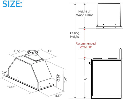 IKTCH 30 inch Insert Range Hood 900 CFM, Ducted/Ductless Vent Hood