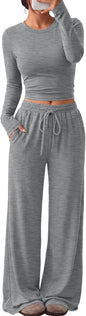 Trendy Queen Women's 2 Piece 2026 Fall Fashion Lounge Set with Pockets
