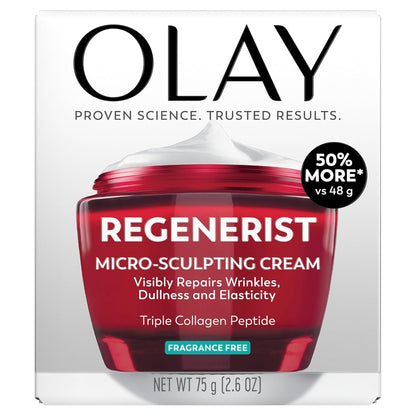 Olay Face Moisturizer, Regenerist Micro-Sculpting Facial Cream for Women - Anti-Aging, Anti-Wrinkle, Firming Skin Care - Triple Collagen Cream, Peptide Moisturizer, Hyaluronic Acid, Niacinamide, 1.7oz