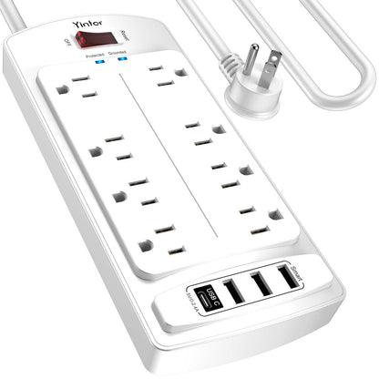 Yintar 6Ft Surge Protector Power Strip with 8 Outlets and 4 USB Ports
