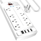 Yintar 6Ft Surge Protector Power Strip with 8 Outlets and 4 USB Ports