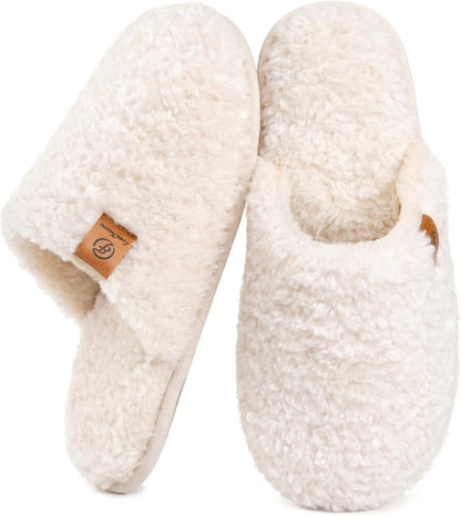 EverFoams Women's Fuzzy Slippers Warm Cozy Memory Foam Indoor House Shoes