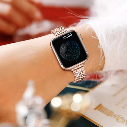 QUNDAXI Slim Watch Band Compatible with Apple Watch 41mm 45mm 42mm 44mm 40mm 38mm Metal Stainless Steel Watchband Suitable for iWatch 11/10/9/8/7/6/5/4/3/2/1/SE Series Women Luxury Strap