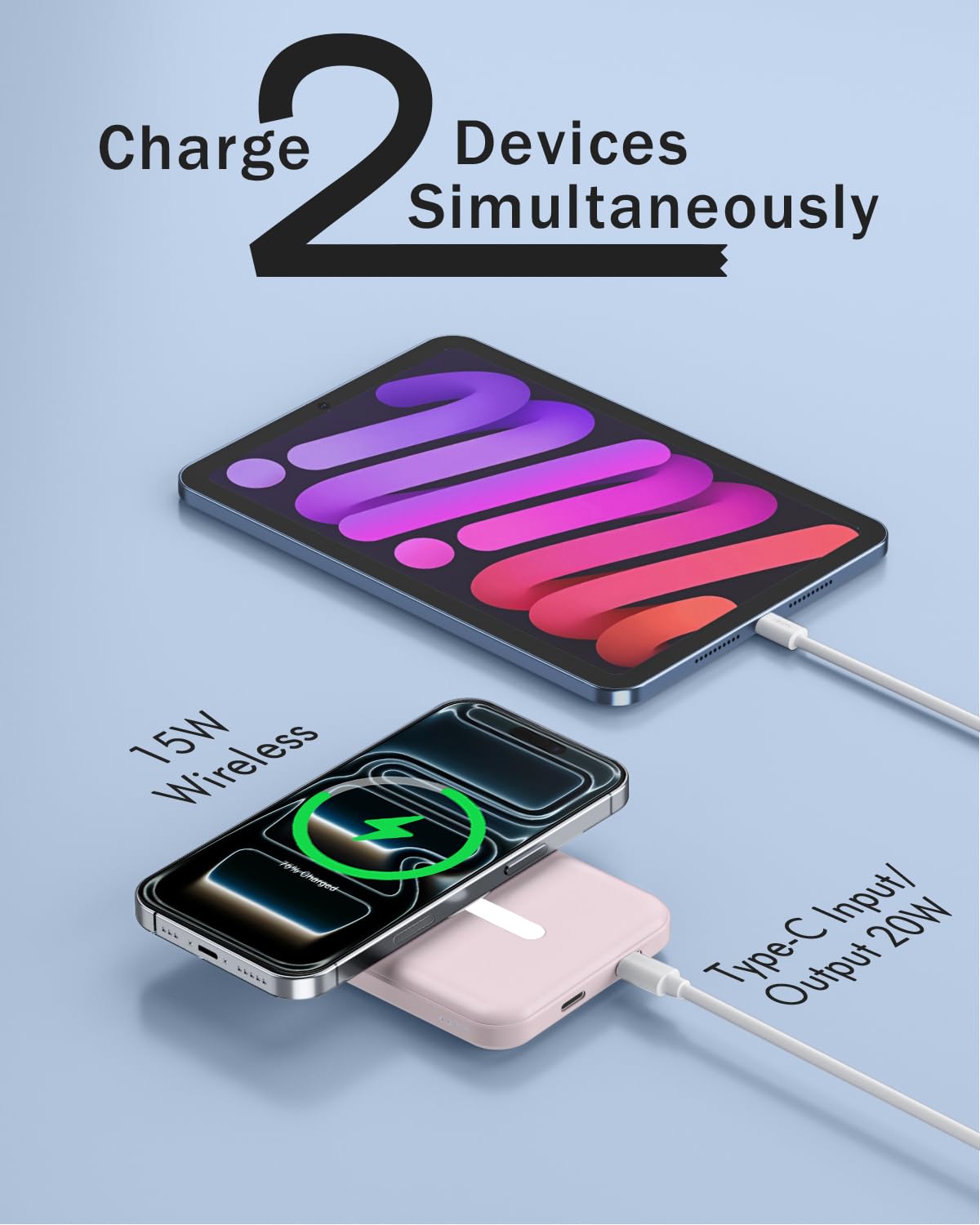 podoru for MagSafe Power Bank 5000mAh, Ultra-Slim Magnetic Portable Charger