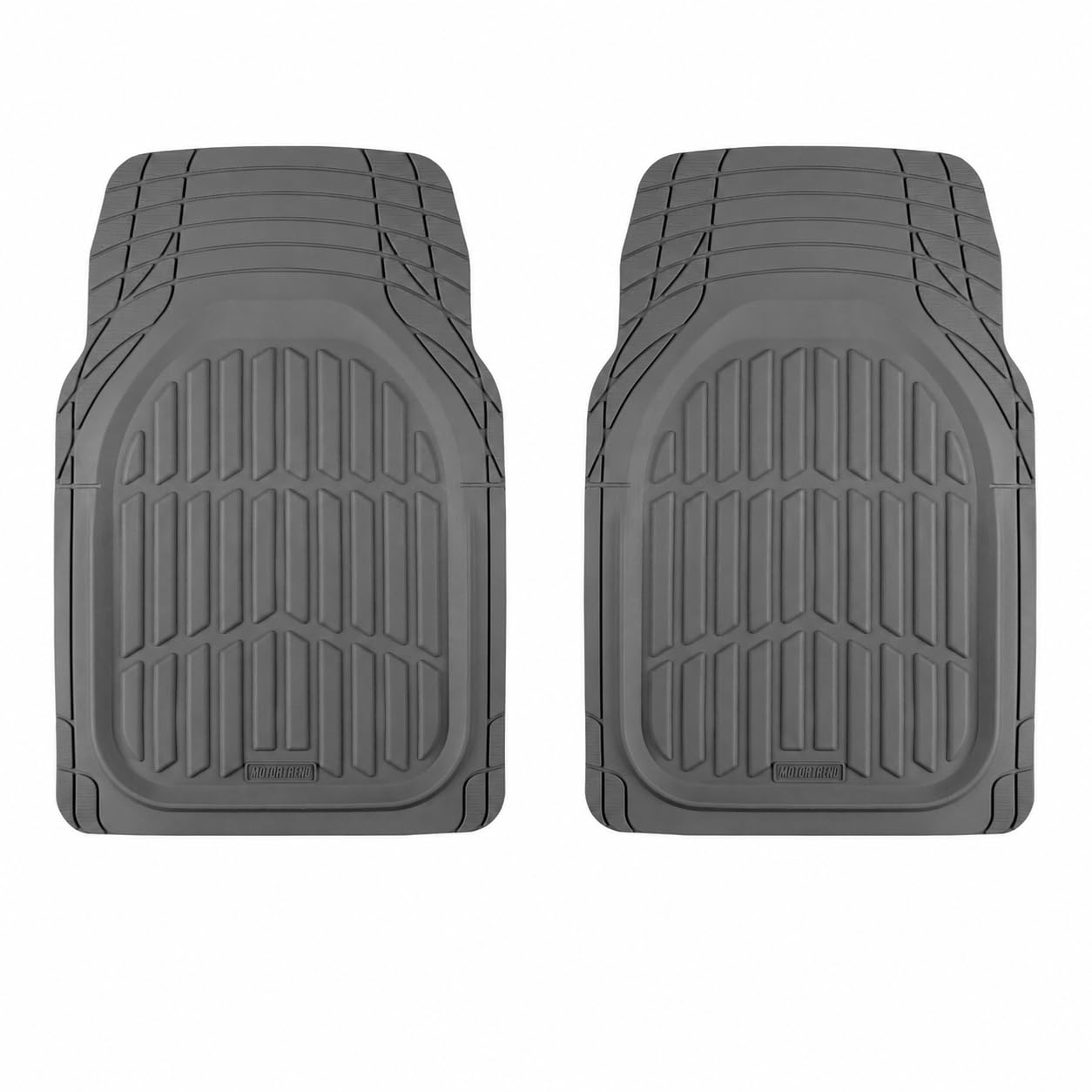 Motor Trend -2 Piece Front Car Floor Mats- Black FlexTough Contour Liners-Deep Dish Heavy Duty Rubber Floor Mats for Car SUV Truck & Van-All Weather Protection, Universal Trim to Fit