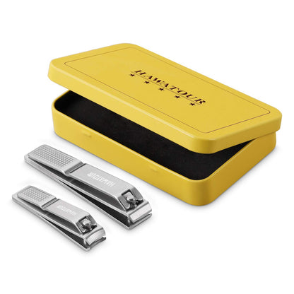 HAWATOUR Nail Clippers Set with Visibly Tin Case, Black