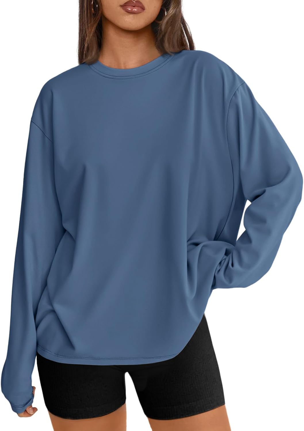 Trendy Queen Womens Oversized Long Sleeve Shirts Fall Tops 2026 Basic Tees
