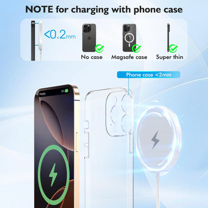 Magnetic Wireless Charger for iPhone,2 Pack Apple Magsafe Charger 10FT Long