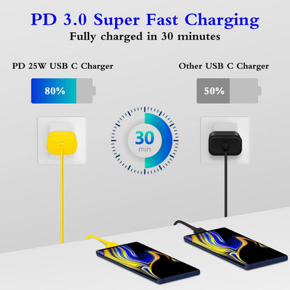GUUSMART Type C Charger 2-Pack 25W Long 6ft USB C Charger Cable