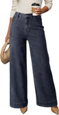 Dokotoo Women's Casual High Waisted Jeans Stretch Wide Leg Loose Denim Pant