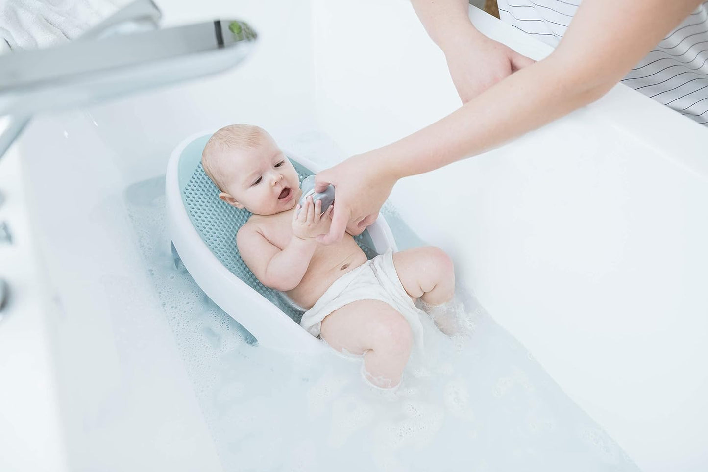 Angelcare Soft-Touch Baby Bath Support & Rinser Bundle, Aqua