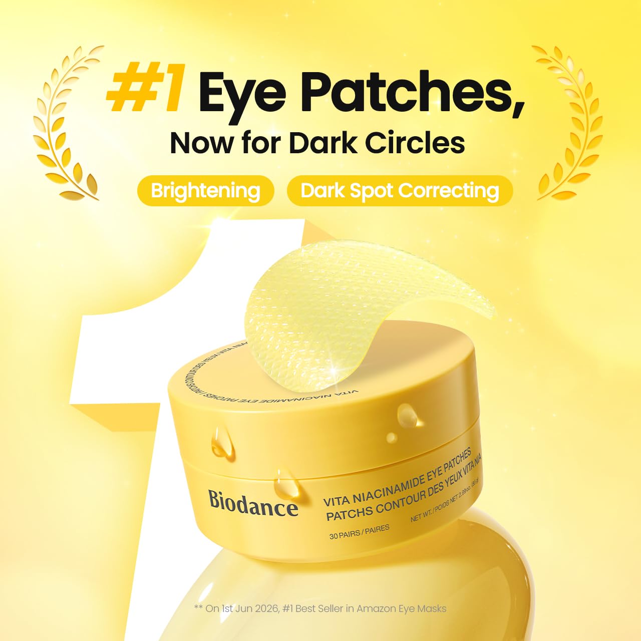 BIODANCE Hydrogel Eye Patches for Under Eye, Vita Niacinamide (60 Count)
