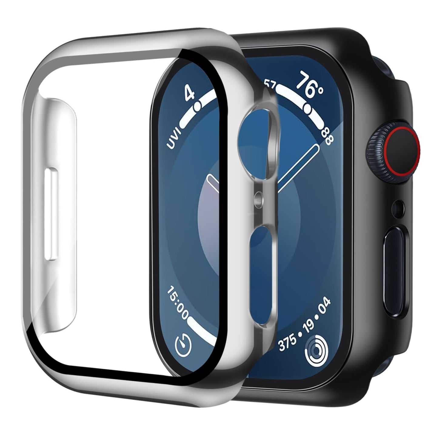 Smiling 2 Pack Case Compatible with Apple Watch SE 3 (2025)/ SE 2/ SE/Series 6/5/4 40mm with Tempered Glass Screen Protector, Hard PC Case Overall Protective Cover- 1 Blue+ 1 Transparent