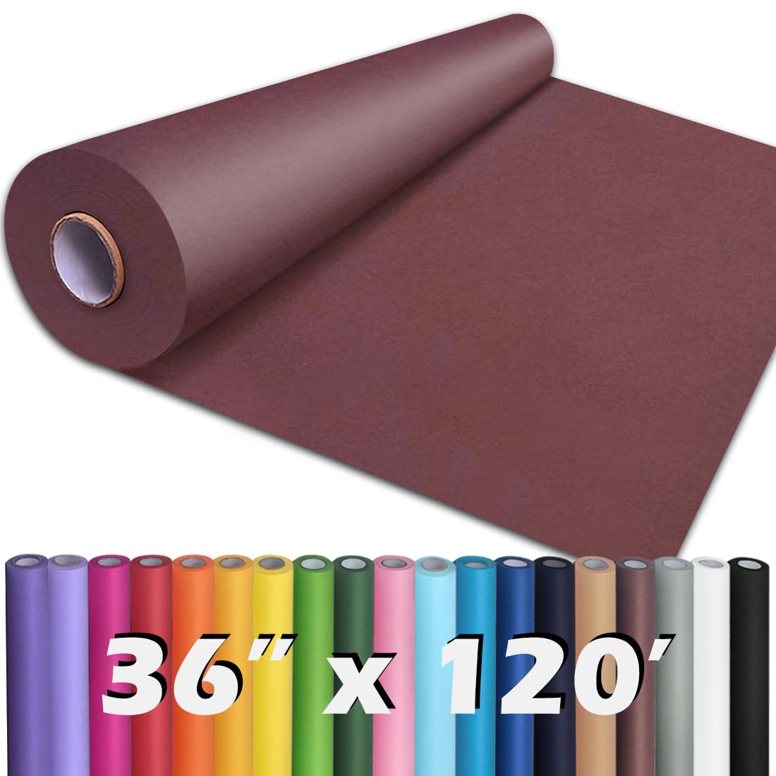 PerkHomy Brown Kraft Paper Roll 36" x 1,440" (120') for Craft Bulletin Board Paper Art Table Covering Crafting Gift Wrapping Bouquet Packing Parcel 70GSM 50LB (Brown, 36" x 120')