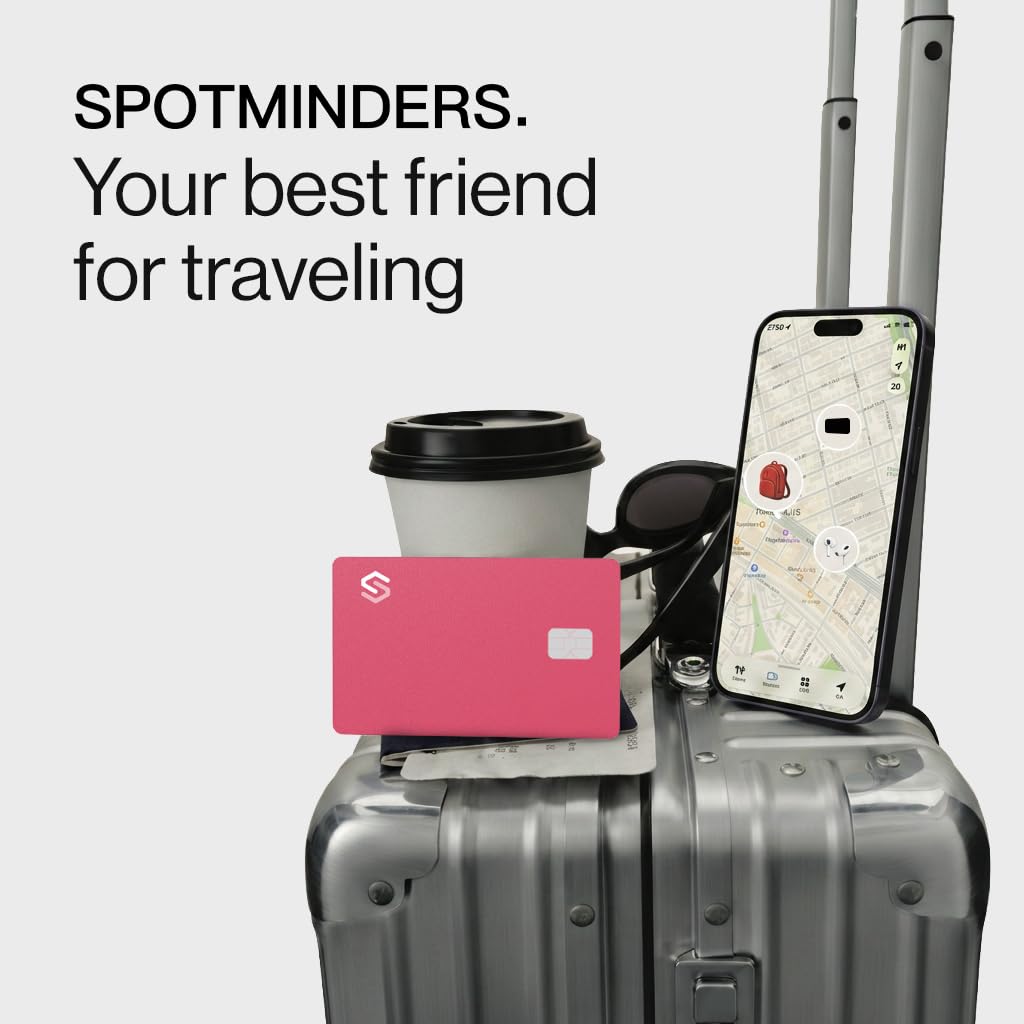 SPOTMINDERS Apple MFi Certified Wallet Tracking Card Black 4-Pack Travel Gifts for Him Works with Apple Find My Rechargeable Tracker IP68 Waterproof 0.07" Slim iPhone Item Finder for Luggage Passport