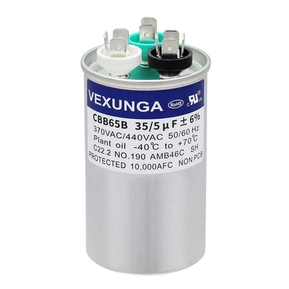 VEXUNGA 5uF 370/440VAC 50/60Hz CBB65 CBB65A Oval Run Start Capacitor 5 MFD 370V/440V Air Conditioner Capacitors for AC Unit Fan Motor Start or Pool Pump or Air Condenser Straight Cool