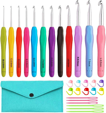 Yarniss Crochet Hooks,14 Size Ergonomic Crochet Hooks Set 2mm(B)-10mm(N)