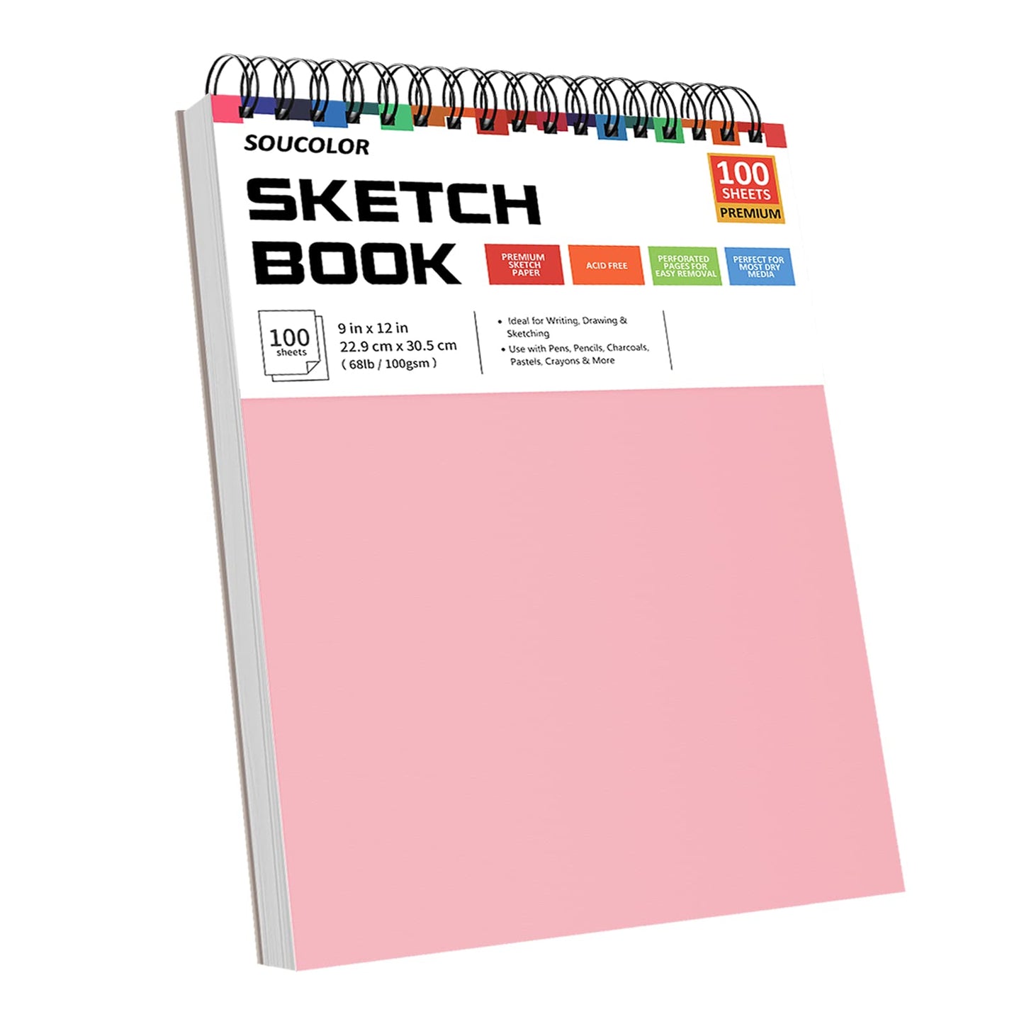 Soucolor Sketch Book 9" x 12", 100 Sheets Kids Art Sketchbook Drawing Pad