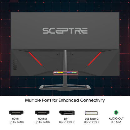 Sceptre New 22-Inch Gaming Monitor, FHD 1080p, Up to 144Hz, HDMI, DisplayPort, Built-in Speakers, Machine Black (E225W-FW144 Series, 2026)