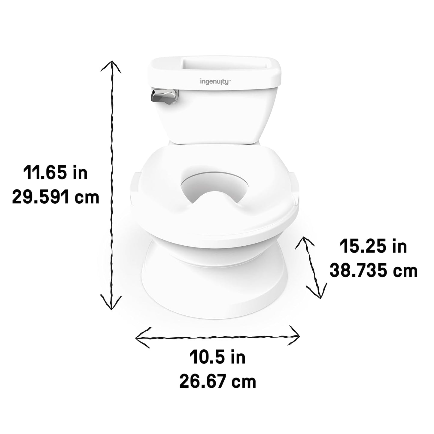 Ingenuity My Size Potty Pro 2-in-1 Potty Training Toilet, Floor Potty with Removable Potty Seat for Standard Toilets, Realistic Flushing Sound, for Toddlers Ages 18+ Months, Up to 50 lb