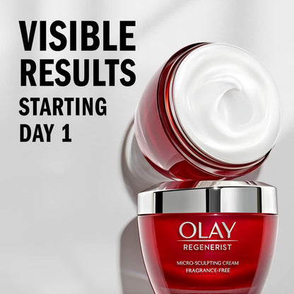 Olay Face Moisturizer, Regenerist Micro-Sculpting Facial Cream for Women - Anti-Aging, Anti-Wrinkle, Firming Skin Care - Triple Collagen Cream, Peptide Moisturizer, Hyaluronic Acid, Niacinamide, 1.7oz