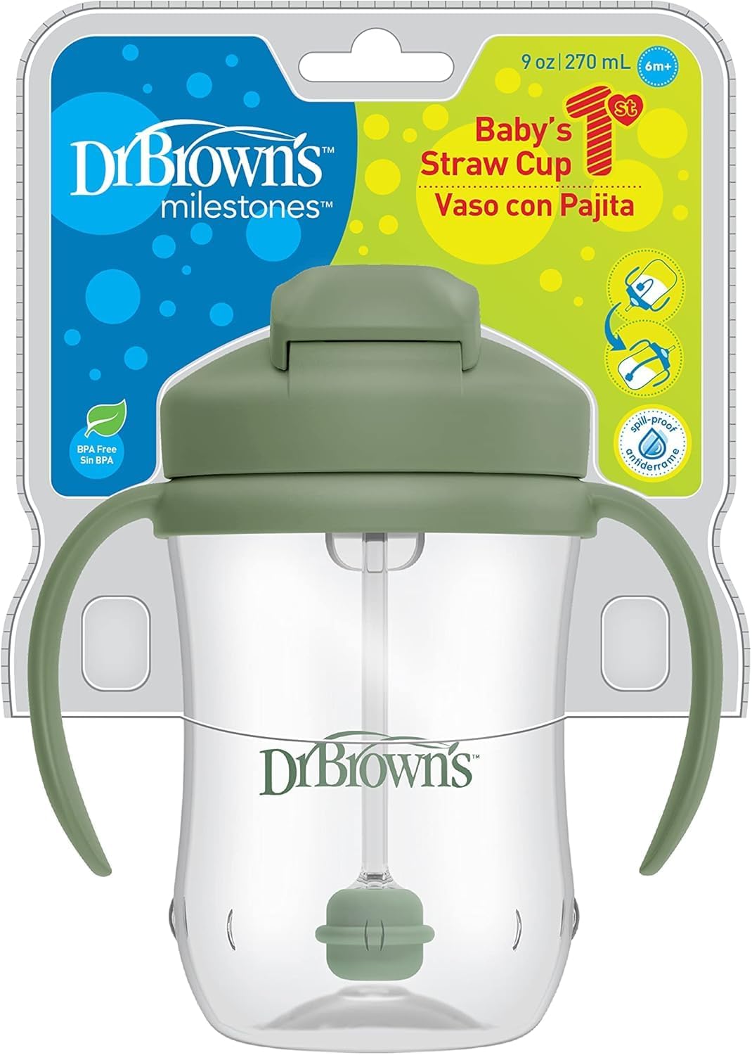 Dr. Brown's Milestones Baby's First Straw Cup, Blue, 1-Pack