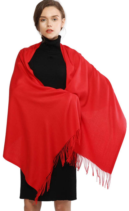 RIIQIICHY Women's Fringe Shawl Wrap Pashmina Scarf for Wedding Evening
