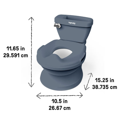 Ingenuity My Size Potty Pro 2-in-1 Potty Training Toilet, Floor Potty with Removable Potty Seat for Standard Toilets, Realistic Flushing Sound, for Toddlers Ages 18+ Months, Up to 50 lb