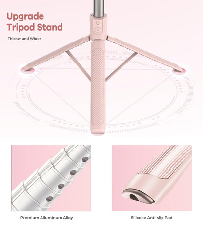 71” Phone Tripod & Selfie Stick, Portable All in One Extendable Cell Phone Tripod Stand, with Wireless Remote Control for iPhone/Samsung/Android/Camera