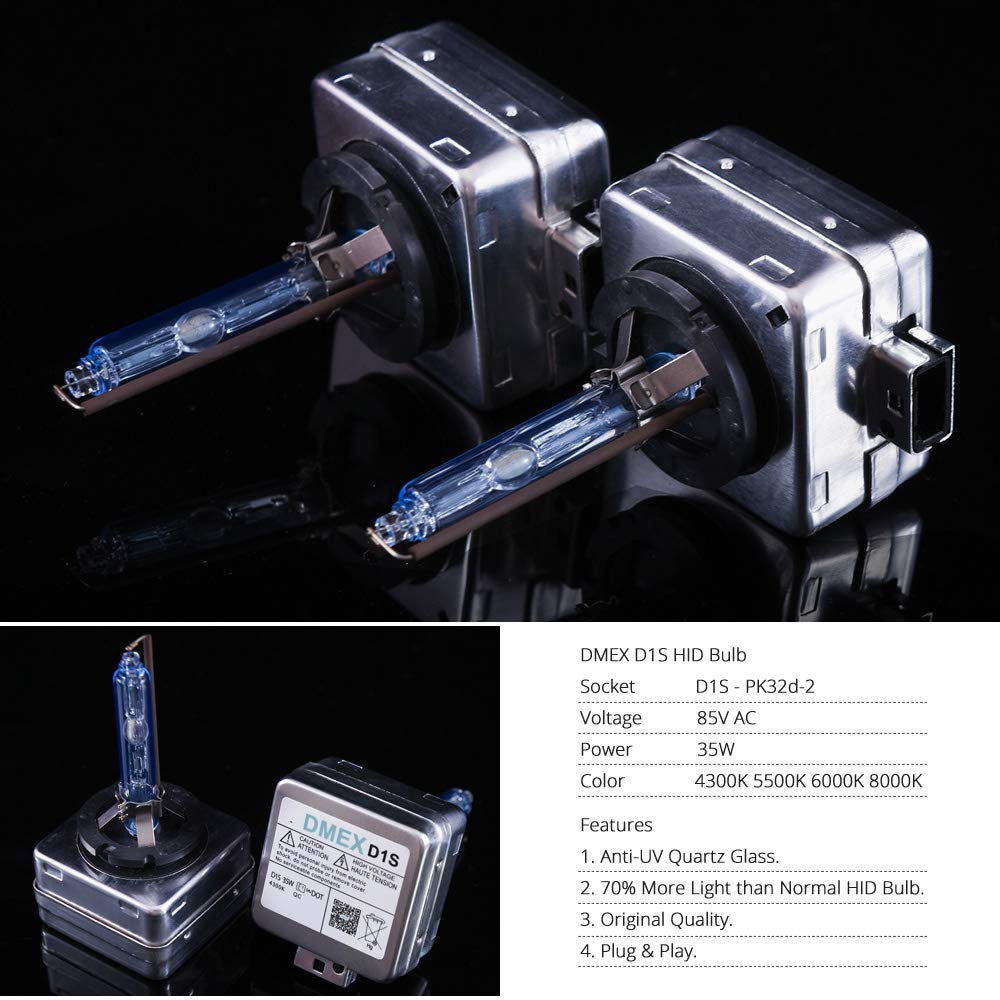 DMEX D3S HID Headlight Bulbs 8000K White Blue Xenon 35W 66340 42403 42302 Replacement - Pack of 2 (Not fit Halogen Headlamp)