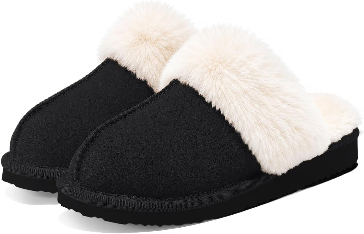 Litfun Fuzzy Slippers for Women Memory Foam Indoor House Shoes