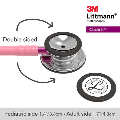 3M Littmann Classic III Monitoring Stethoscope, 5803, More Than 2X as Loud, Weighs Less, Stainless Steel Black-Finish Chestpiece, 27" Black Tube, Stem and Headset