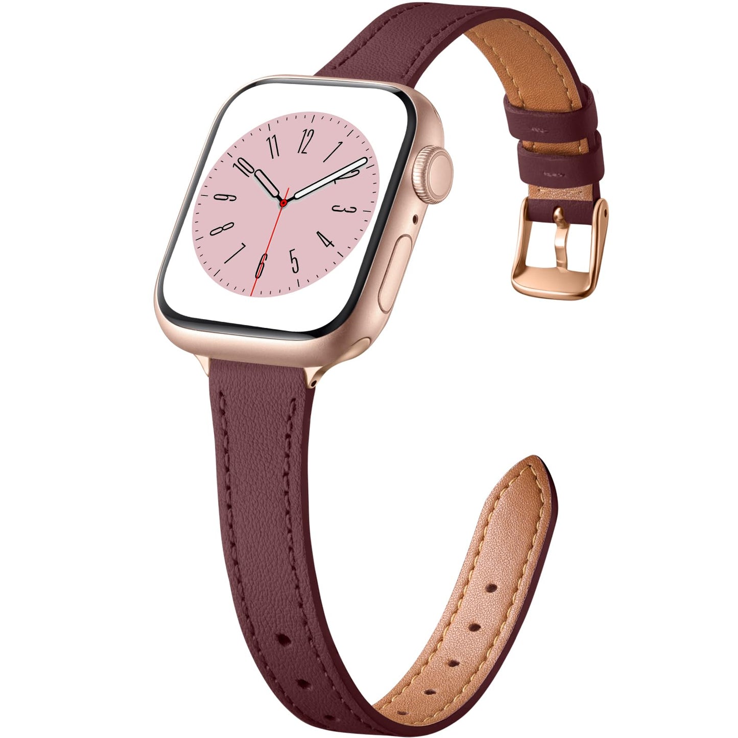 Charlam Slim Leather Band Compatible with Apple Watch Bands for Women 40mm 38mm 41mm 42mm 44mm 45mm 46mm, Top Grain Genuine Leather Strap Thin Wristband for iWatch Series 11 10 SE 9 8 7 6 5 4 3 2 1