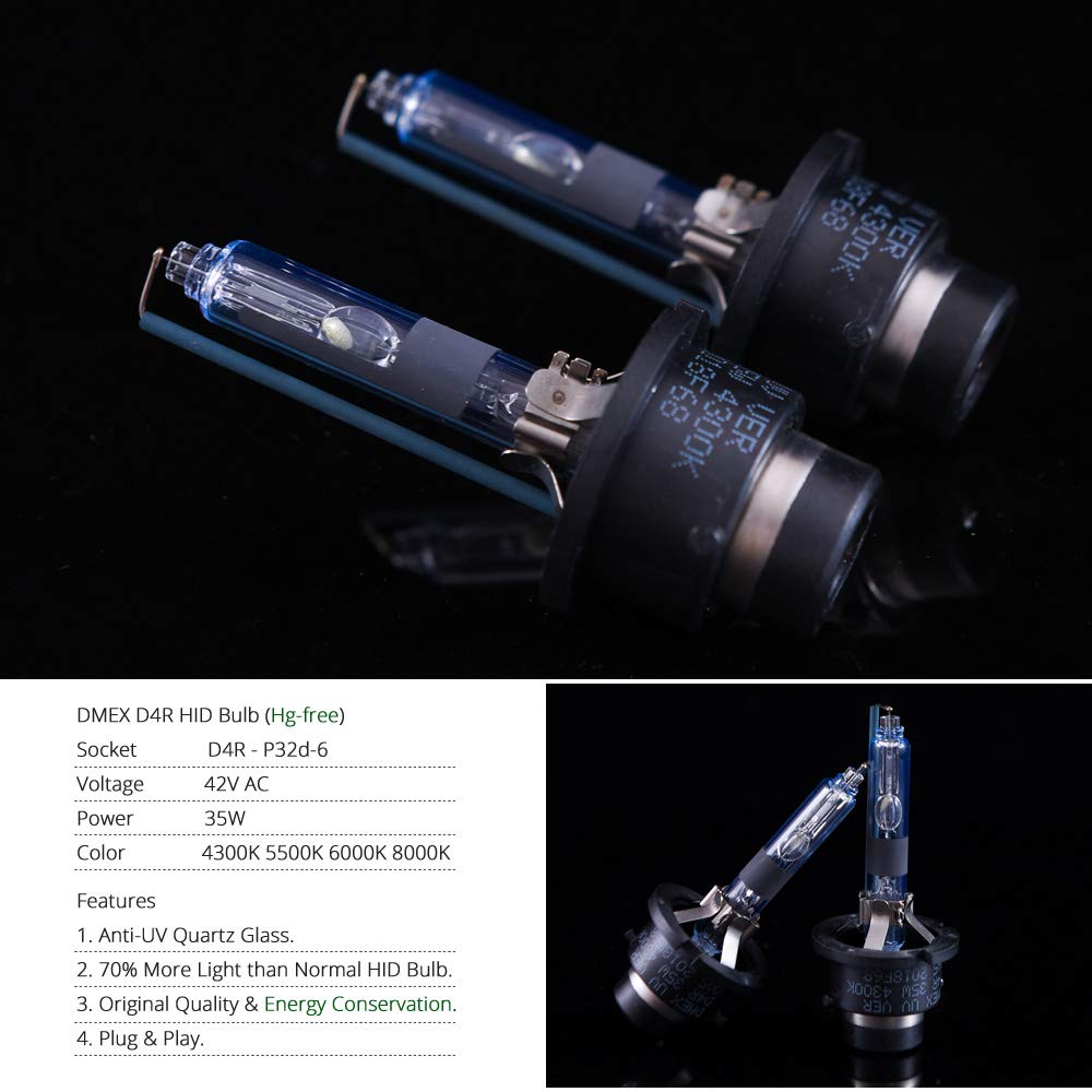 DMEX D3S HID Headlight Bulbs 8000K White Blue Xenon 35W 66340 42403 42302 Replacement - Pack of 2 (Not fit Halogen Headlamp)