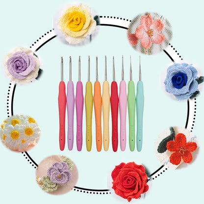 Yarniss Crochet Hooks,14 Size Ergonomic Crochet Hooks Set 2mm(B)-10mm(N)