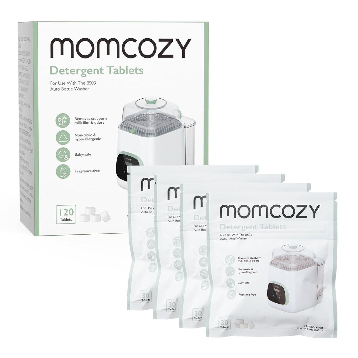 Momcozy Official Detergent Tablets for Momcozy Bottle Washers, 120 Tablets