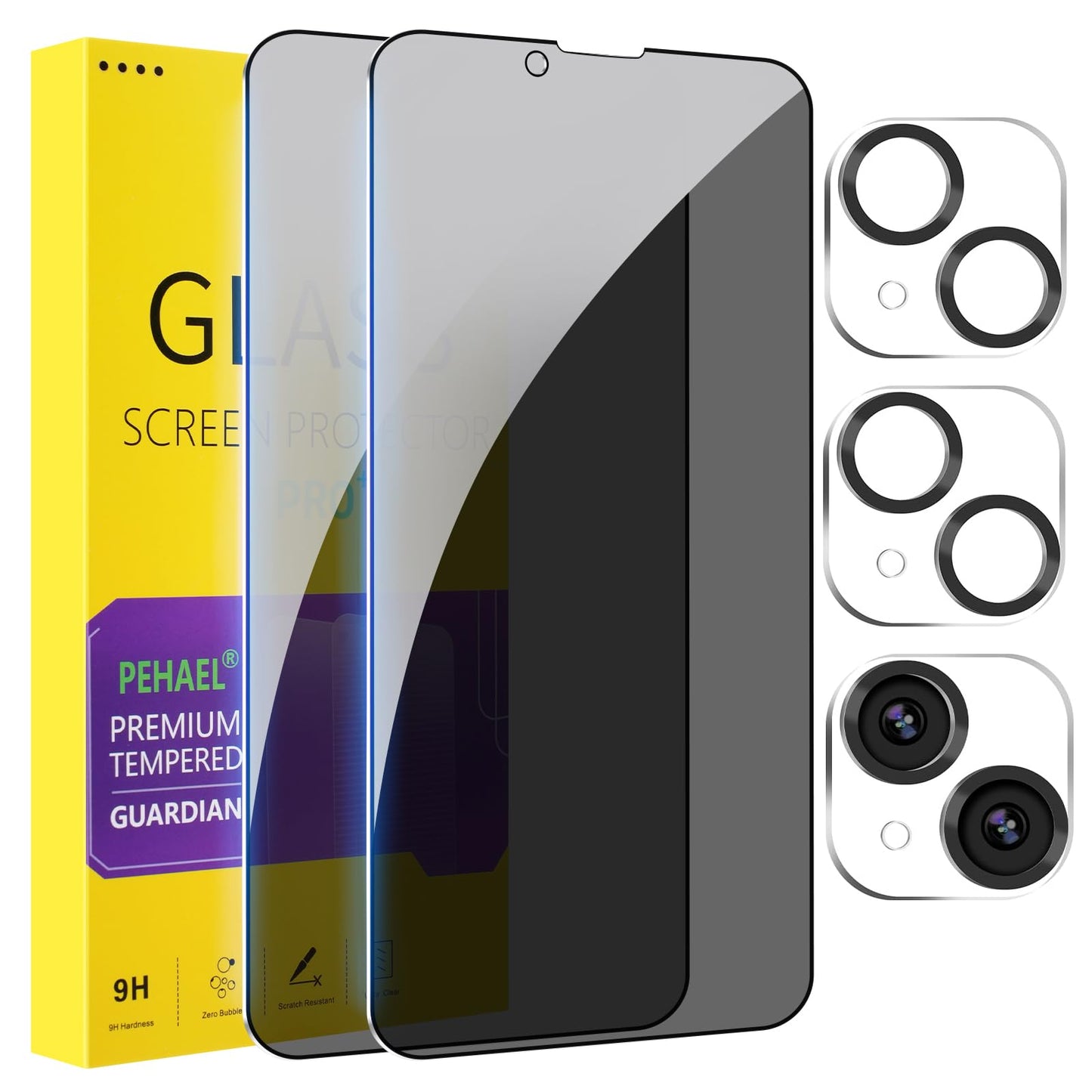 PEHAEL for iPhone 16 Pro Max Privacy Screen Protector+Camera Lens Protector