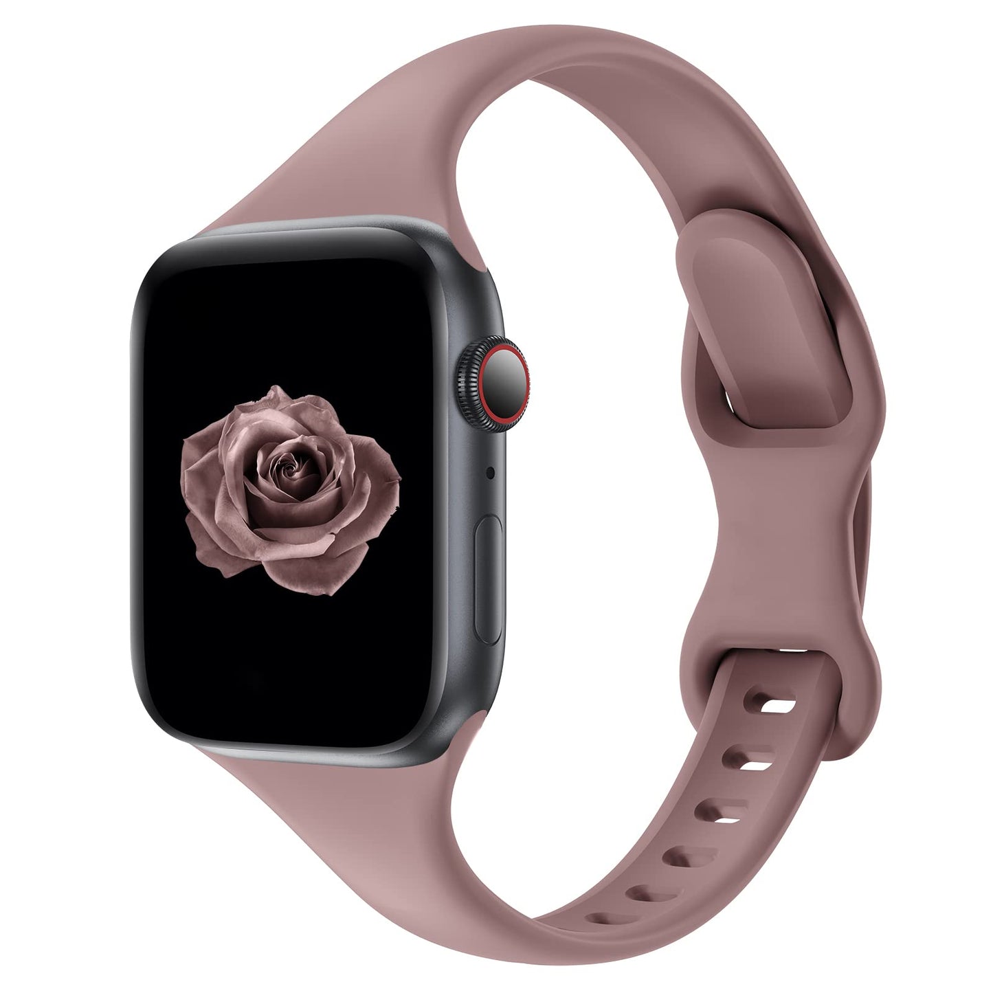 Thin Slim Band Compatible with Apple Watch 38mm 40mm 41mm 42mm 44mm 45mm 46mm 49mm, Replacement Silicone Sport Strap for iWatch Series 11/10/9/8/7/6/5/4/3/2/1 Ultra SE Women Men, Light Blush