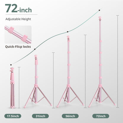 SENSYNE 72" Phone Tripod, Extendable Cell Phone Tripod Stand, Selfie Stick with Wireless Remote and Phone Holder, Compatible with iPhone Android Phone, Camera