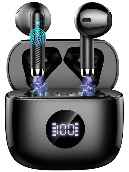 Wireless Earbuds, Bluetooth 5.4 Ear Buds, LED Power Display, 6D Bass Stereo