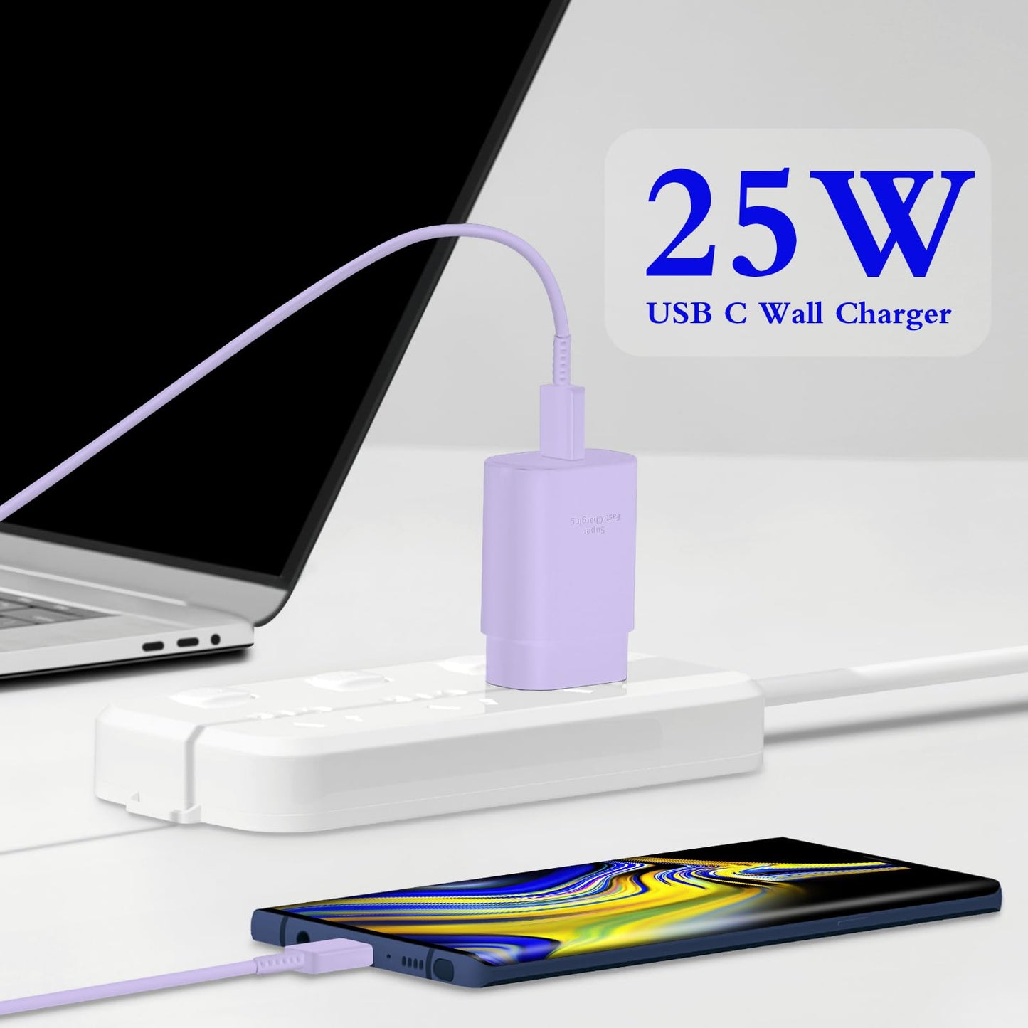 GUUSMART Type C Charger 2-Pack 25W Long 6ft USB C Charger Cable
